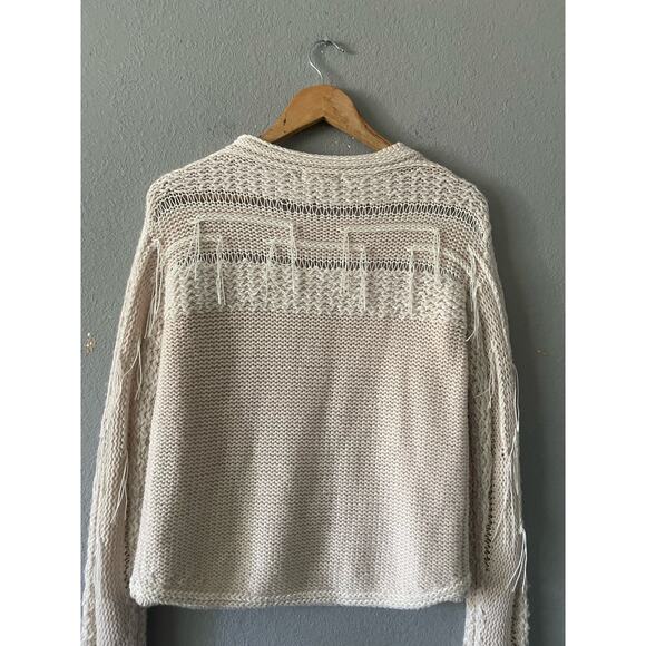 Ramy Brook Wool Fringe Cream Jessica Pullover Sweater‎ - Picture 11 of 14